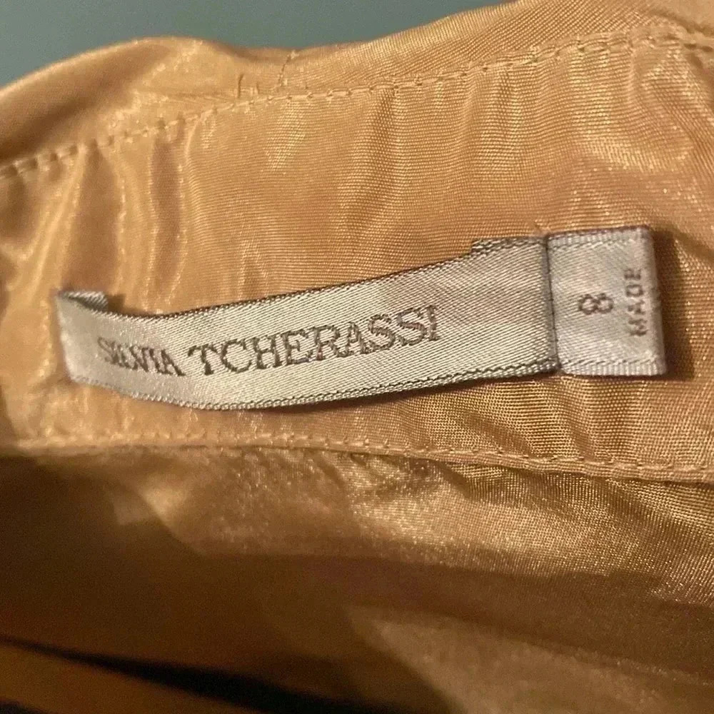 Silvia Tcherassi gold 100% silk ruffle collar long sleeve jacket - size 8 - Picture 2 of 8